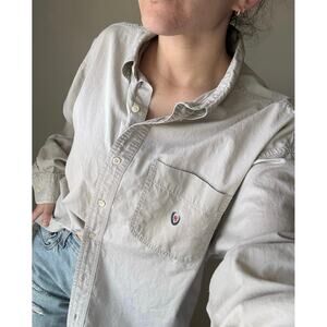 Vintage 90s Chaps Ralph Lauren Tan Button Down Collegiate vacation resort preppy